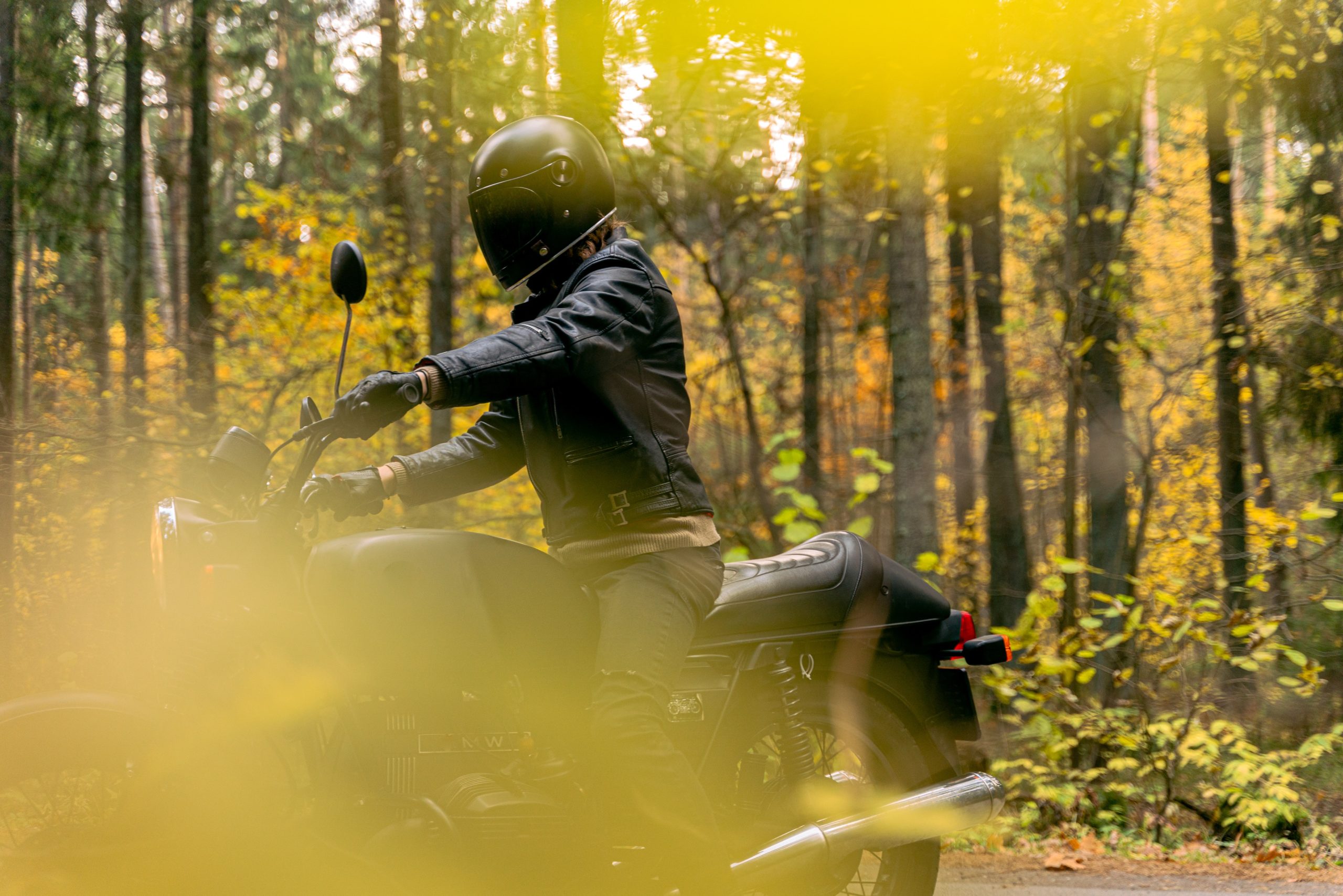 motorcyclist in the woods